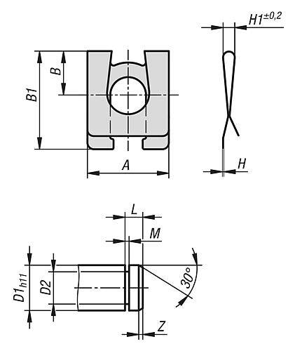 SL-SICHERUNG FÜR WELLEN A=22, D1=12, FEDERSTAHL VERZINKT-1