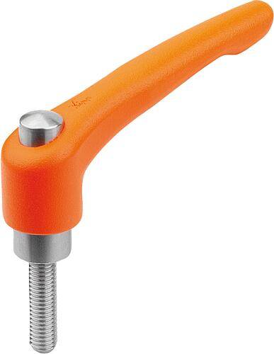 KLEMMHEBEL MIT SCHUTZKAPPE GR.3 M08X20, ZINK ORANGE RAL2004 STRUKTURMATT, KOMP:EDELSTAHL BLANK-0