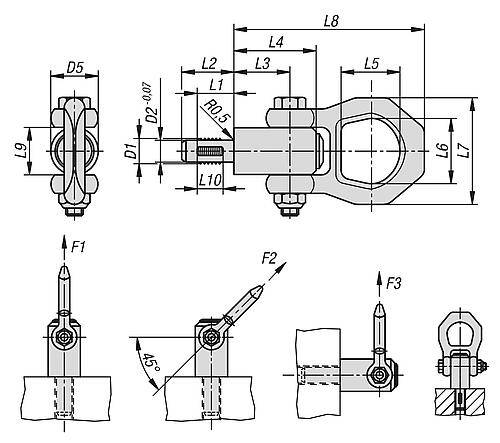 GEWINDETRAGBOLZEN, D1=M16, F1=8,4, STAHL MANGAN-PHOSPHATIERT-1