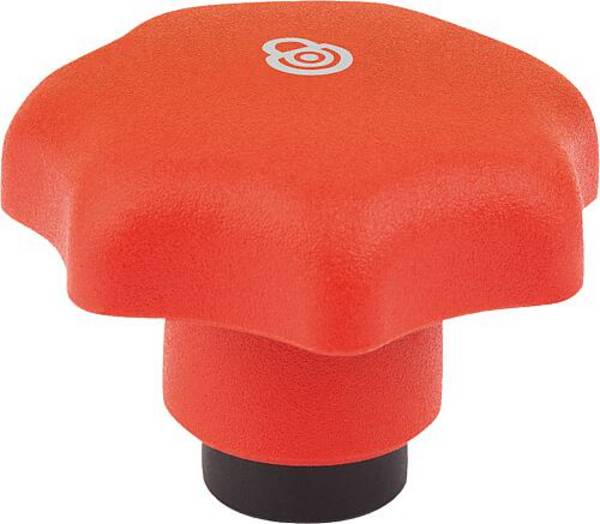 STERNGRIFF MIT SICHERHEITSFUNKTION GR.2 D=M06 D1=40, THERMOPLAST ROT RAL3020, KOMP:EDELSTAHL