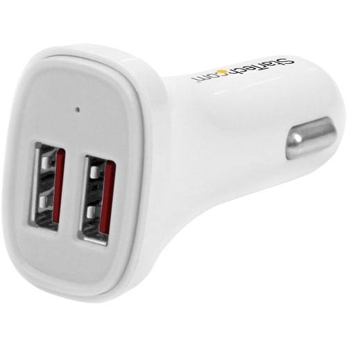 StarTech.com Startech Dual Port USB KFZ Ladegerät - 24W/4.8 - Weiß - 2 Port USB Autoladegerät - Auto-Netzteil - 24 watt-0
