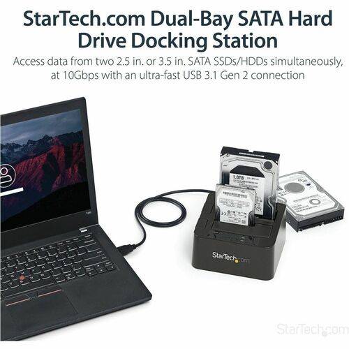 StarTech.com Dual-Bay USB 3.1 to SATA Hard Drive Docking Station, USB 3.1 (10 Gbps) Hard Drive Dock, External 2.53.5 SAT-1