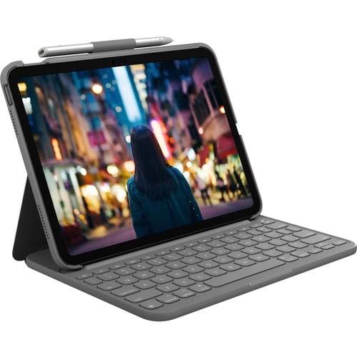 Logitech Slim Folio - Tastatur und Foliohülle - kabellos - Bluetooth LE - QWERTY - Nordisch (Dänisch-0