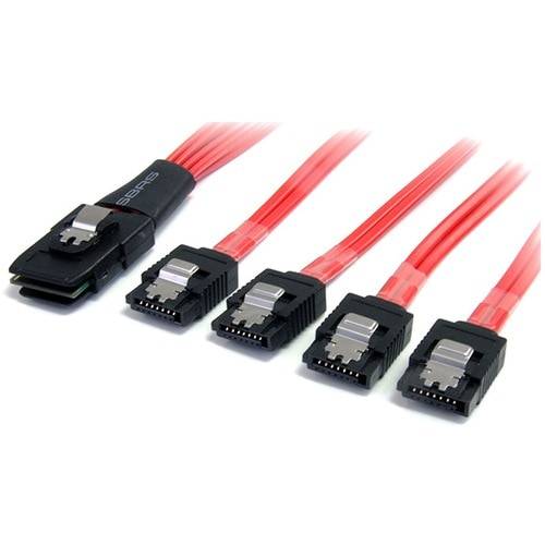 StarTech.com Serial ATA SCSI SAS Kabel 50cm - SFF-8087 auf 4x SATA mit Lasche - Mini SAS auf SATA Kabel 1x SFF8087