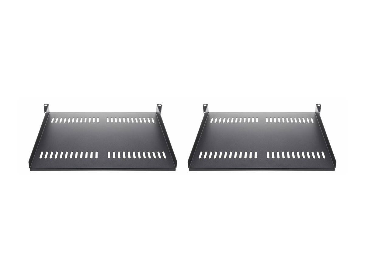 StarTech.com 2-Pack 1U Server Rack Shelf, Vented, 44lb Capacity, 16"" Deep (CABSHELF116V2PK)-0