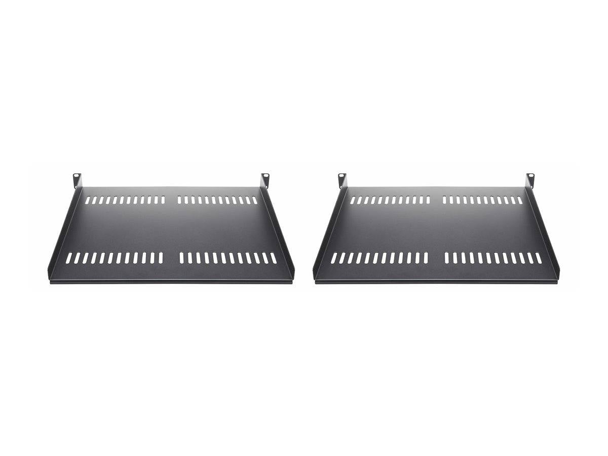 StarTech.com 2-Pack 1U Server Rack Shelf, Vented, 44lb Capacity, 16"" Deep (CABSHELF116V2PK)
