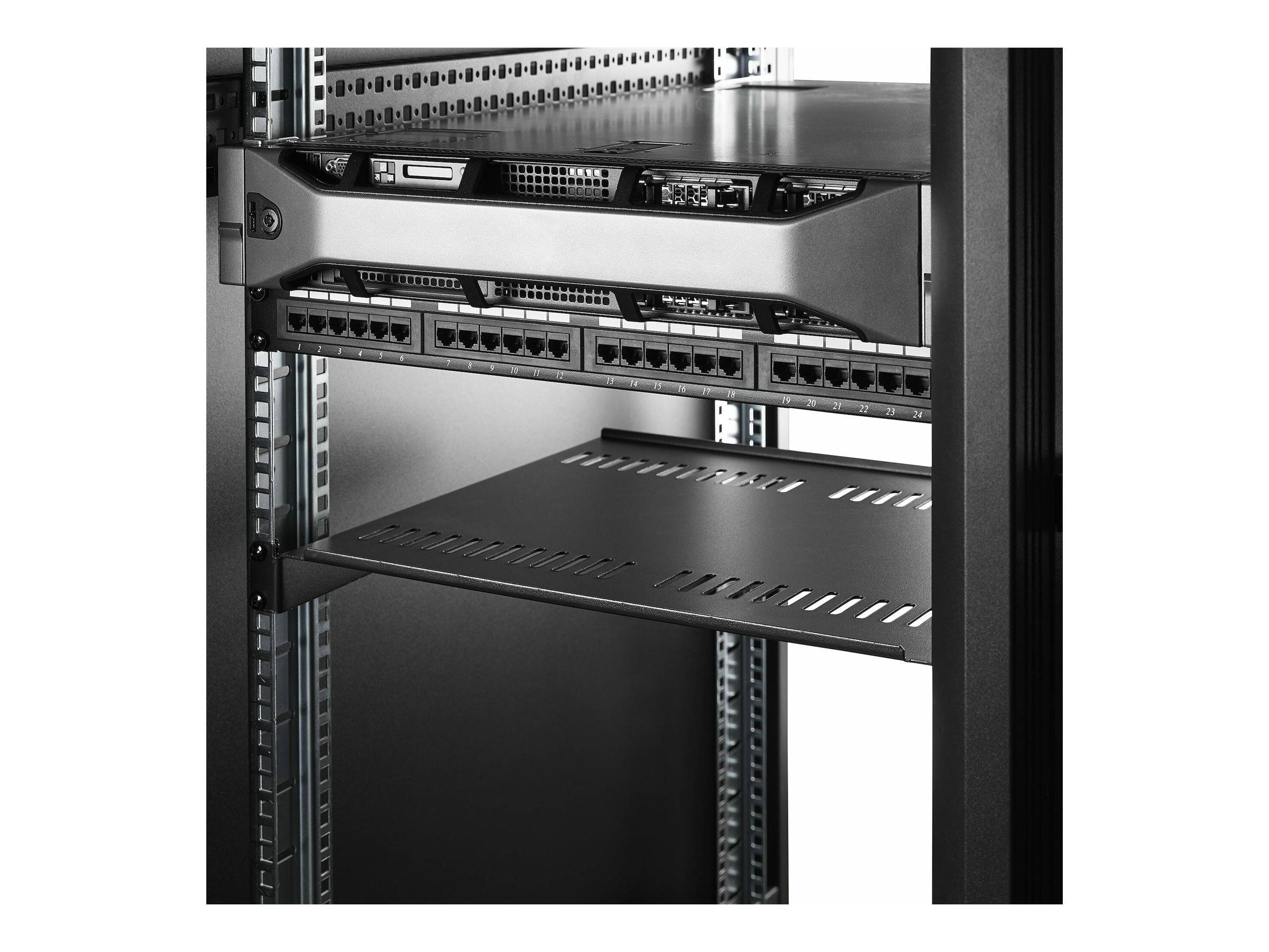 StarTech.com 2-Pack 1U Server Rack Shelf, Vented, 44lb Capacity, 16"" Deep (CABSHELF116V2PK)-3