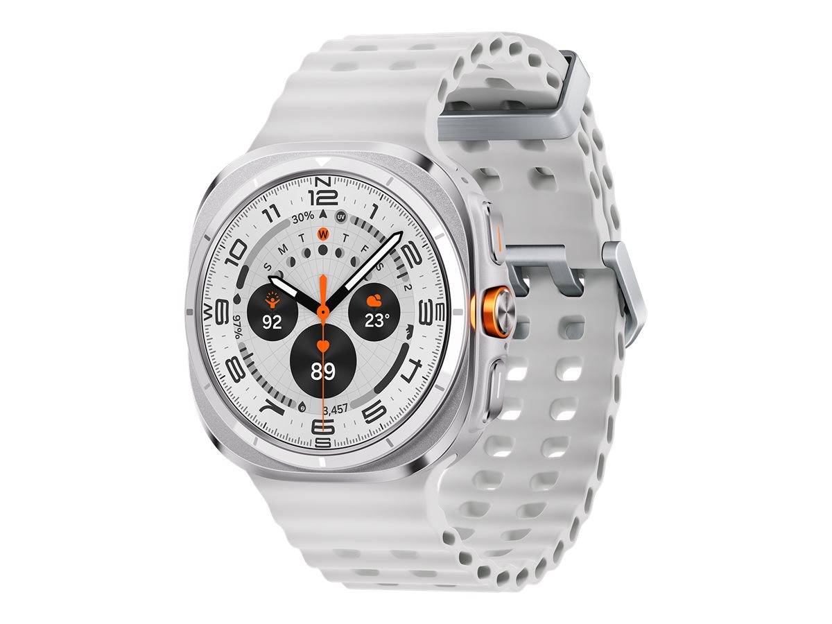 Samsung Galaxy Watch Ultra - 47 mm - Titan - intelligente Uhr mit Marineband - Gummi - weiß - Bandgröße: S/M/L - Anzeige-0