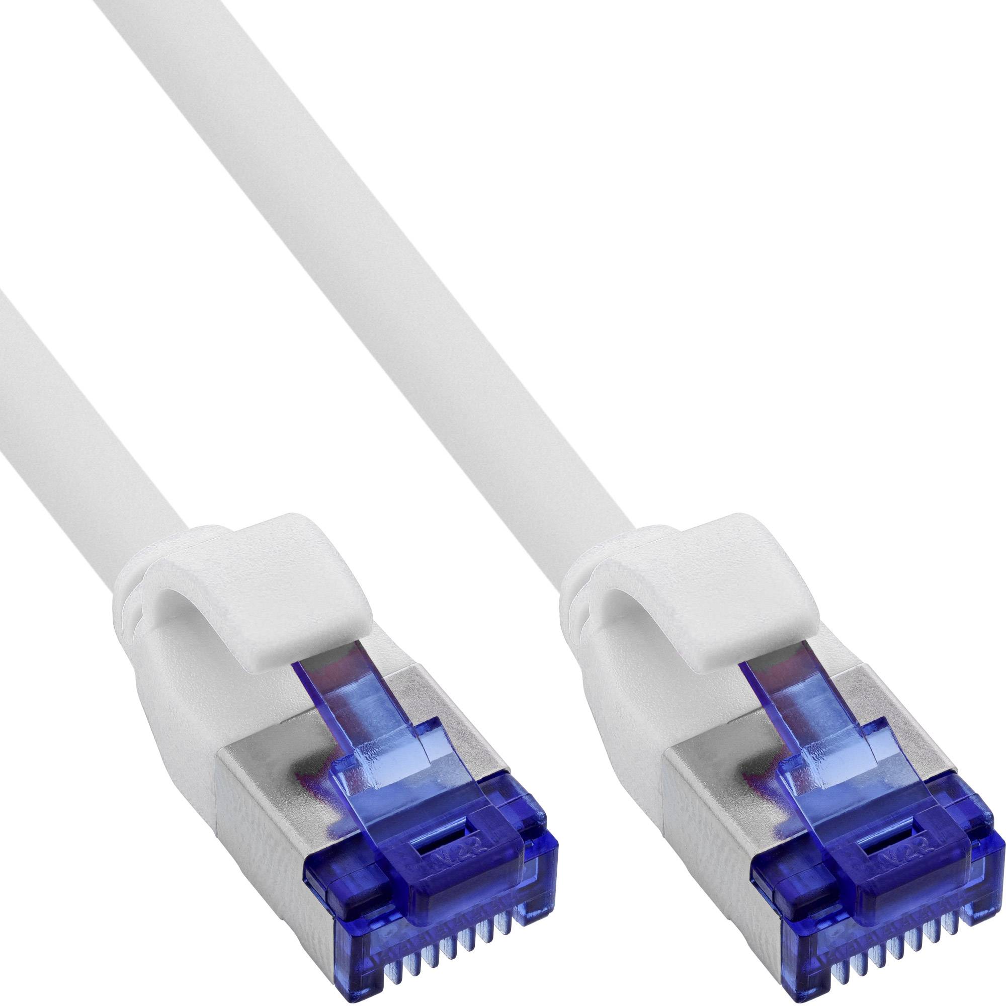 InLine® Patchkabel Slim, Cat.6A, S/FTP, TPE (LSZH) flexibel, PoE, weiß, 0,5m-1