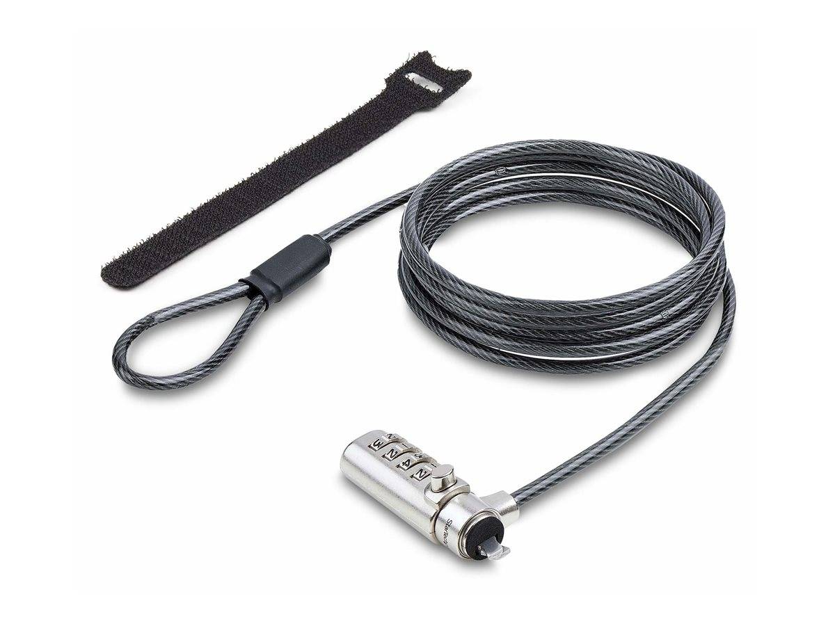 StarTech.com Slim Lock K-Slot Compatible, 6.6ft Combination Locking Cable-1