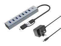 Conceptronic HUBBIES21GP 7-Port-USB 3.0-Hub mit Netzteil, 5Gbps, USB-A x 7, USB 3.2 Gen 1 (3.1 Gen-0