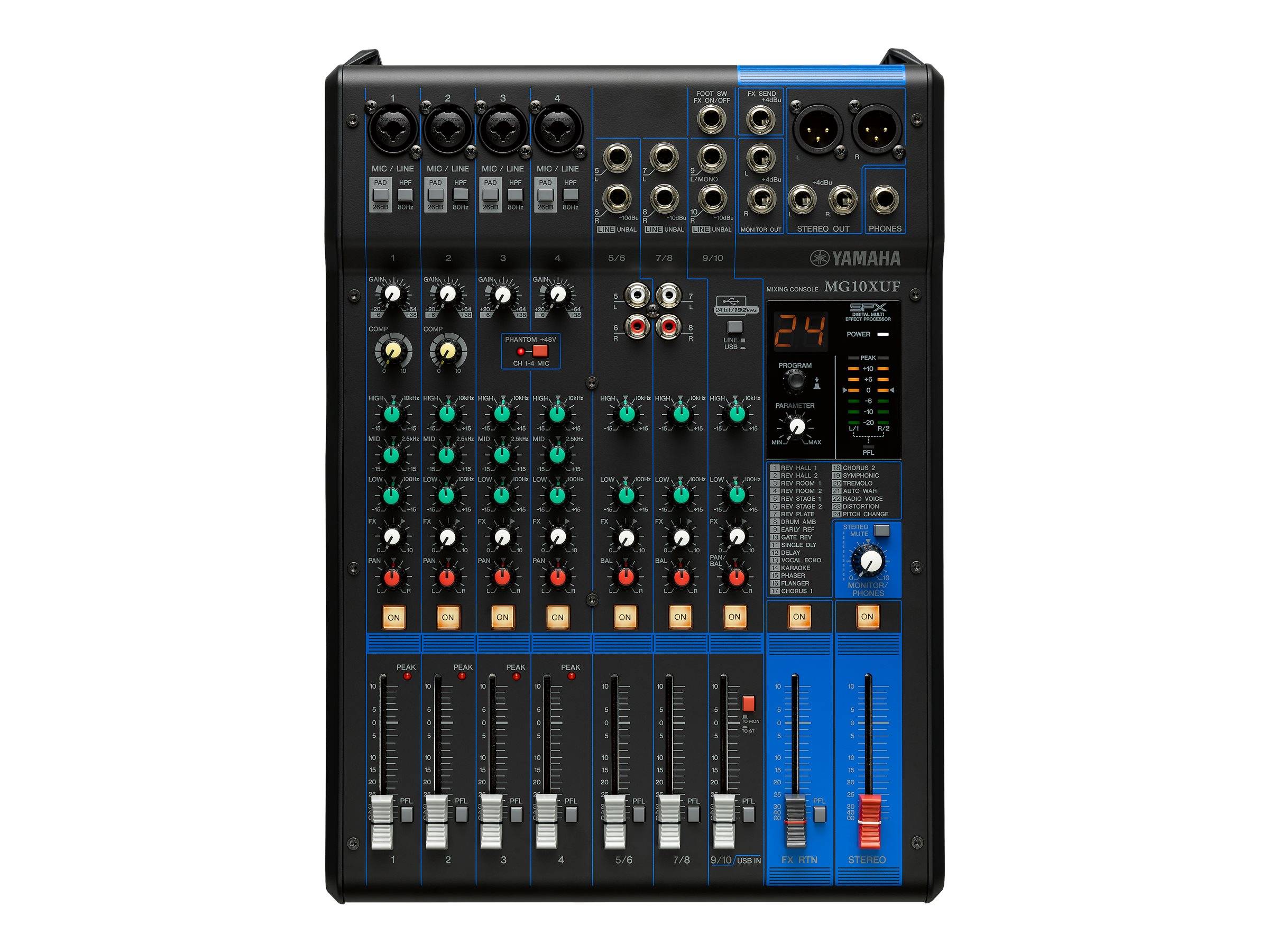 YAMAHA MG10XU - 10-Kanal Mischpult Konsole (4 Mic-In | 10 Line-In | 1 Stereo Bus | 1 AUX | SPX | Metallgehäuse | mit-1