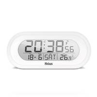 Mebus 25808, Digitaler Wecker, Oval, Weiß, F, °C, Blau, Akku-0
