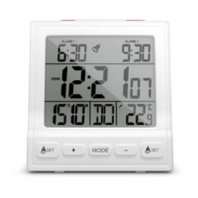 Mebus 56813, Digitaler Wecker, Rechteck, Weiß, 12/24 h, F, °C, Weiß-0