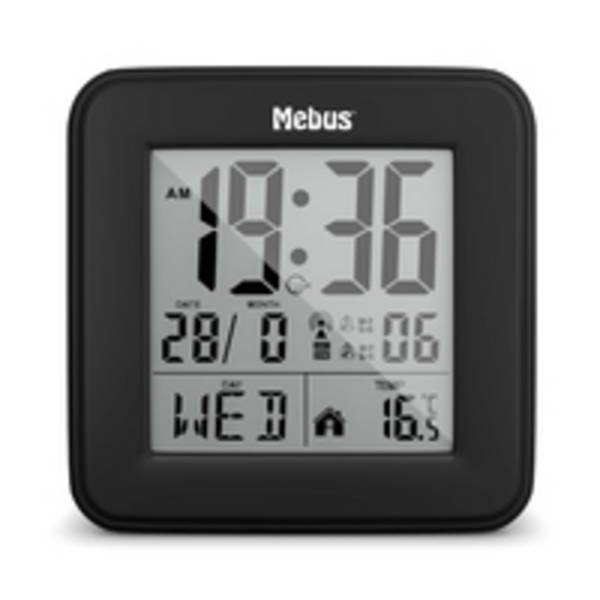 Mebus 25595, Digitaler Wecker, Quadratisch, Schwarz, 12/24 h, F, °C, Beide Geschlechter