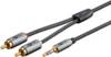 Goobay Plus 65285 AUX auf Cinch Adapterkabel / 3,5 mm Klinkenstecker / Y Cinchkabel Textilkabel Shark Skin / Grau / 1m