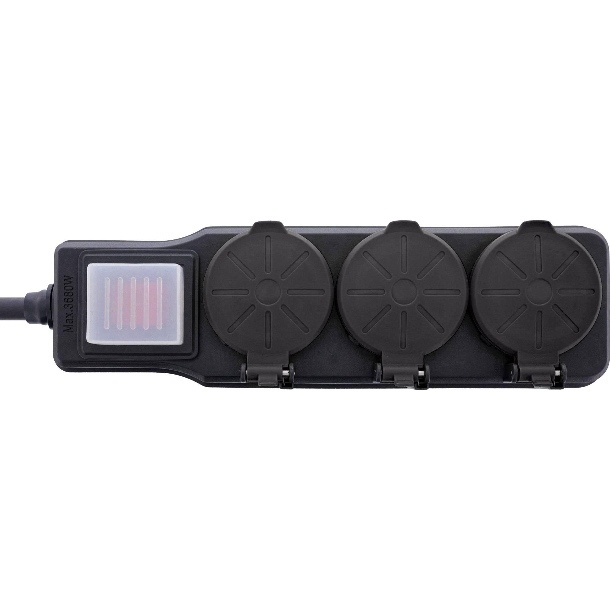 InLine® Outdoor-Steckdosenleiste, 3-fach Schutzkontakt, IP44, mit Schalter, 3m-2