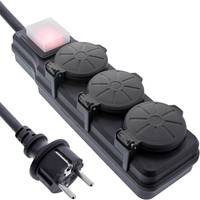 InLine® Outdoor-Steckdosenleiste, 3-fach Schutzkontakt, IP44, mit Schalter, 3m-3