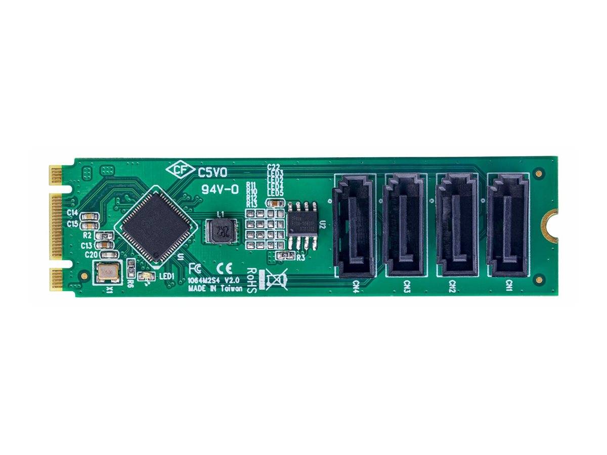 StarTech.com 4-Port M.2 to SATA Adapter Card, M.2 PCIe 3.0 to SATA HDD/SSD Expansion Card, ASM1064 Chipset, M.2 NVMe to
