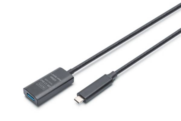 DIGITUS - Aktives USB 3.2 Gen2 10G Verlängerungskabel, USB-C - USB-A, 5m