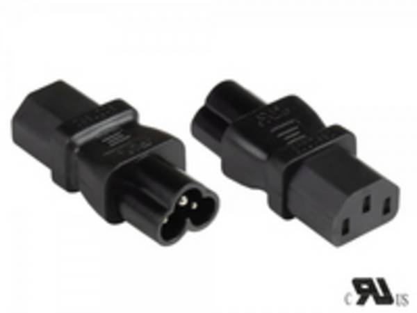 Good Connections® Stromadapter Kaltgeräte-Stecker C6 (gerade) an Kaltgeräte-Buchse C13 (gerade), UL, schwarz, Good Con