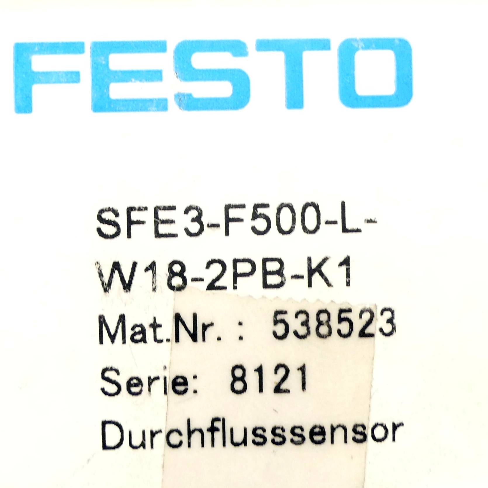 FESTO Durchflusssensor 538523 (SFE3-F500-L-W18-2PB-K1)-1