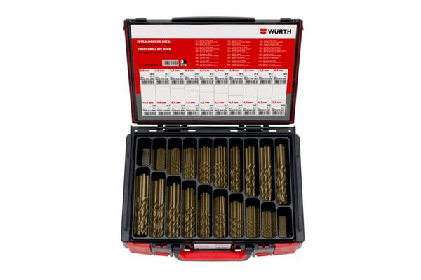 Würth Spiralbohrer Sortiment HSCo DIN 338 Typ RN Bronze ausgespitzt 82-teilig im System-Koffer