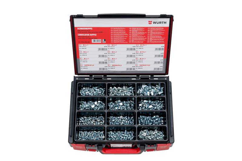 Würth Schmiernippel Sortiment DIN 71412 A, B, C 600-teilig im System-Koffer 4.4.1.-0