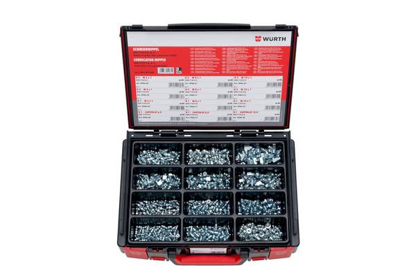 Würth Schmiernippel Sortiment DIN 71412 A, B, C 600-teilig im System-Koffer 4.4.1.