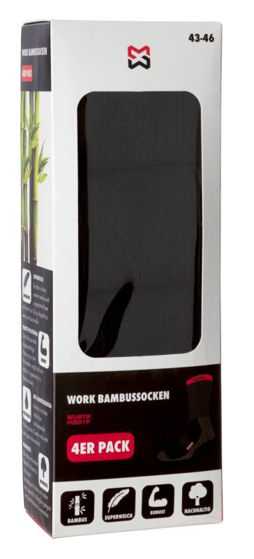 Würth Modyf Robuste Bambussocken 4er Pack SOCKEN BAMBUS ROBUST SCHWARZ 39-42-1