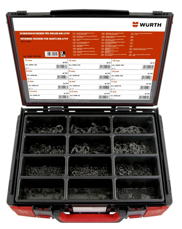 Würth Sicherungsscheiben für Wellen Sortiment SISHB-WL-SYSKO-DIN6799-985TLG-0
