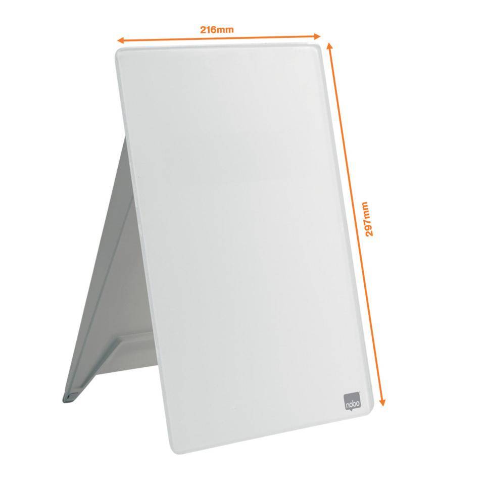 nobo Glas Desktop-Notizboard Diamond, mit Clip, abwischbar, weiß, 297x216mm-3