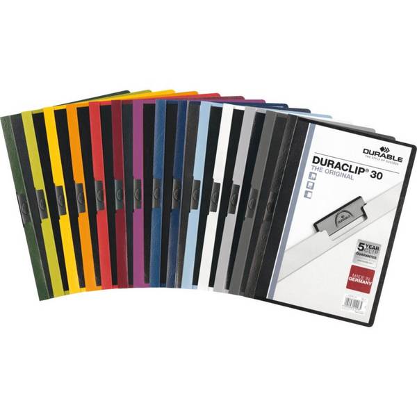 DURABLE Klemmmappe DURACLIP 30 A4, farbig sortiert, DIN A4, 25/VE