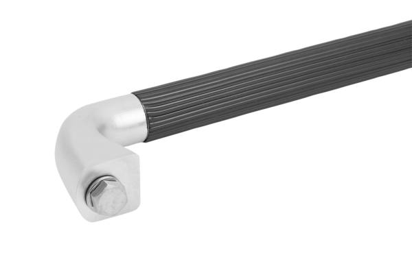 Norelem 06943-400084, Röhrenförmiger Griff, rostfreier Stahl, schwarzer Kunststoff gerippt