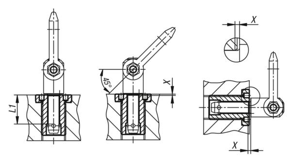 Norelem 07781-11225, Adapterbuchse, für Kugelhubstift, Edelstahl rostfrei