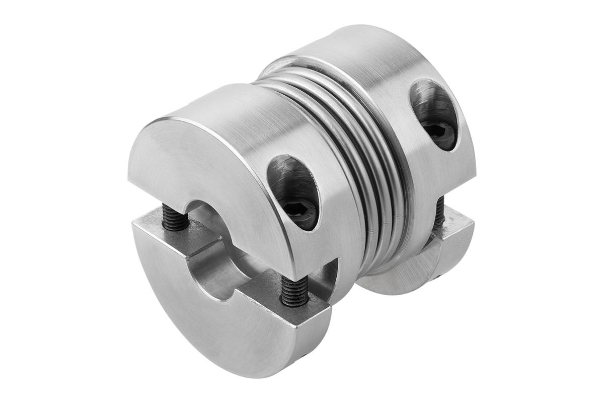 Norelem 23001-08-0600671414, Metallbalgkupplung, mit abnehmbaren Klemmnaben, Aluminium-0