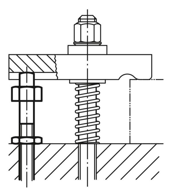 Norelem 02150-20, Ruhekissen, einstellbar, Stahl mit hohem Kohlenstoffgehalt, gehärtet und schwarz oxidiert