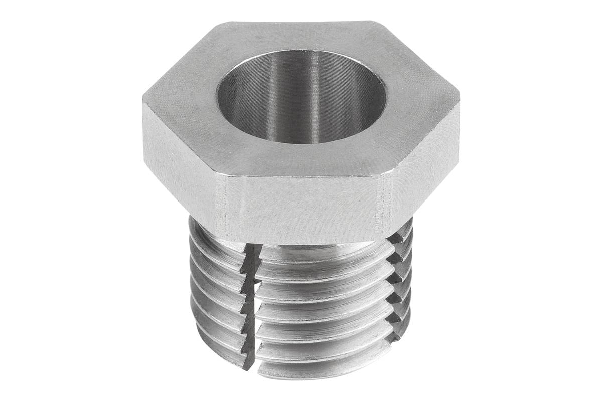 Norelem 03351-062, Gewindeklemmbuchse, Sechskantkopf, Aluminium, blank-1