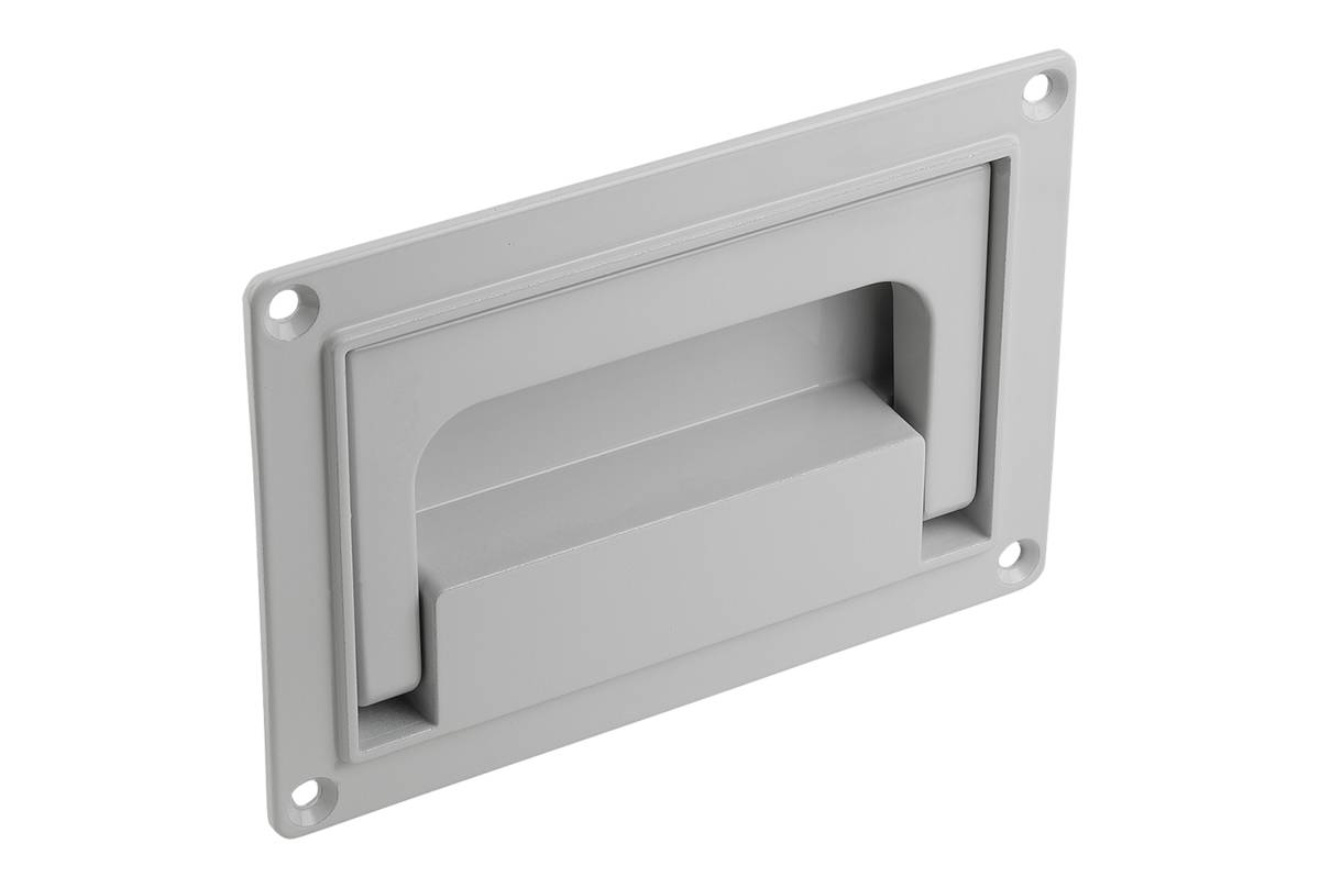 Norelem 06962-07911812, Versenkter Griff, abklappbar, Aluminium, lichtgrau RAL 7035, pulverbeschichtet-1
