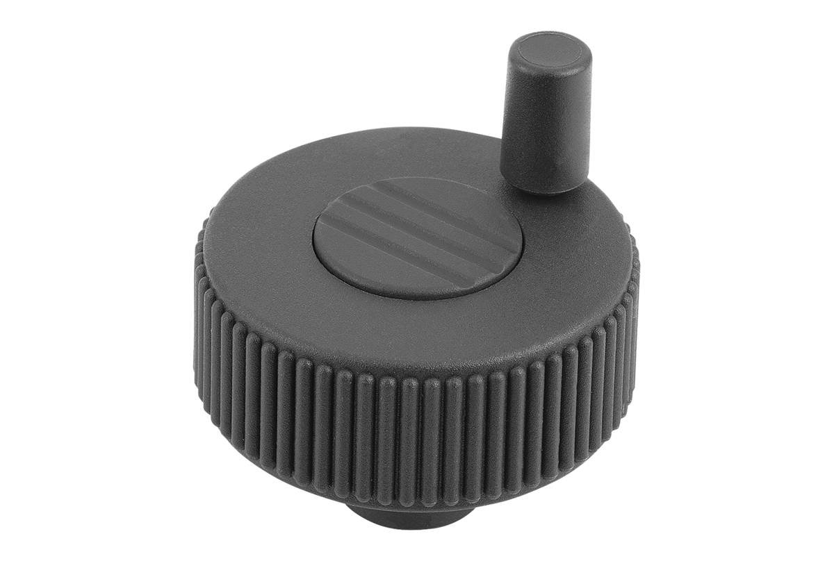 Norelem 06268-11CM, Rändelknopf, mit Griff, thermoplastischer Kunststoff, schwarzgrau RAL 7021-1