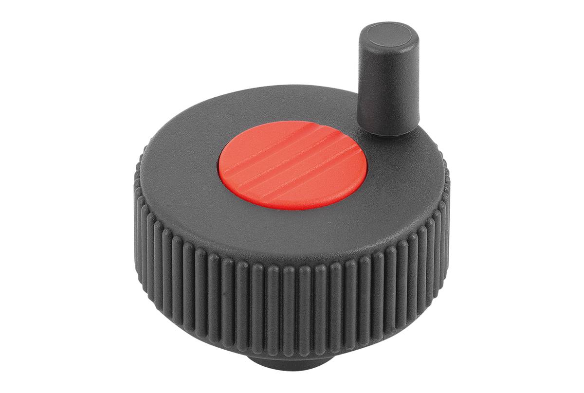 Norelem 06268-13CN6, Rändelknopf, mit Griff, thermoplastischer Kunststoff, schwarzgrau RAL 7021-1