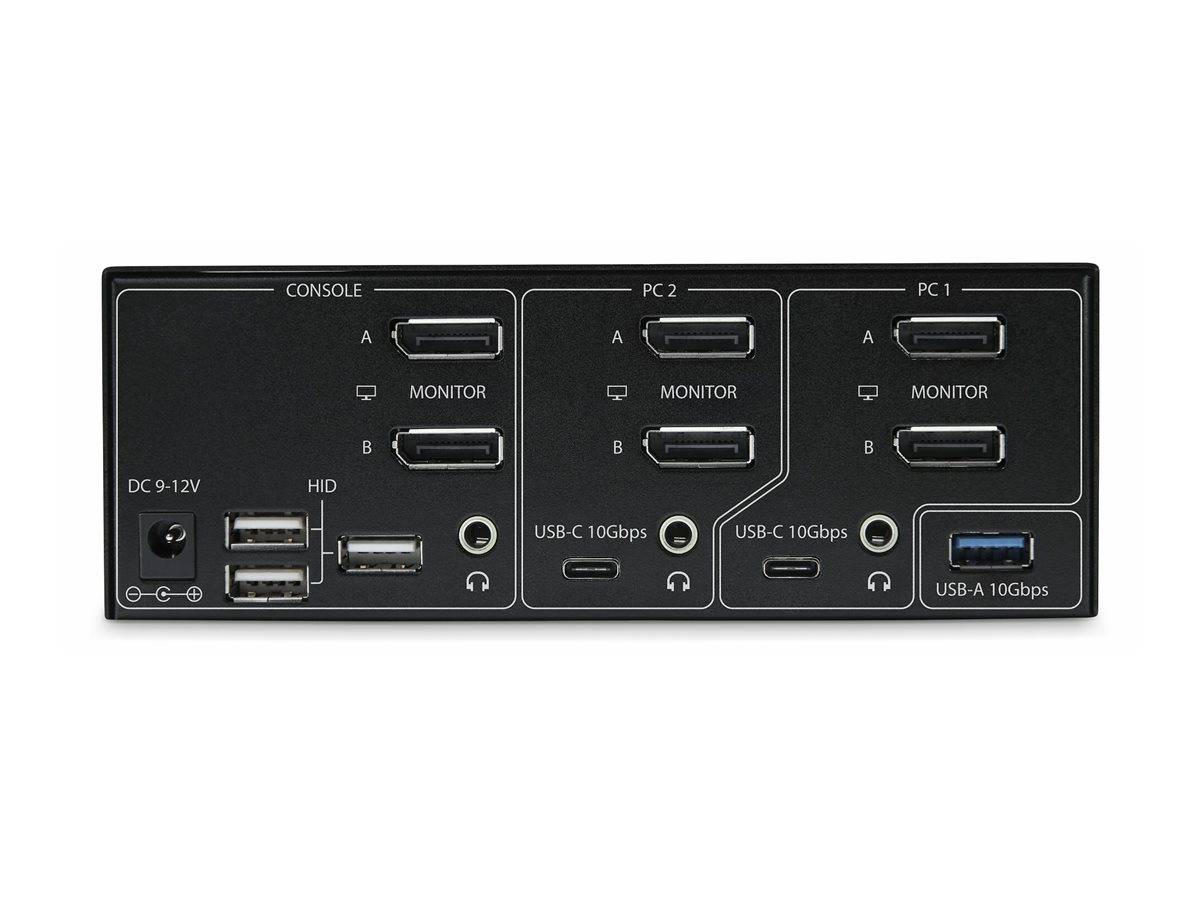StarTech.com 2-Port Dual-Monitor DisplayPort KVM Switch, 8K 60Hz / 4K 144Hz, DP 1.4, 2x USB 10Gbps Ports, 4x USB HID-2