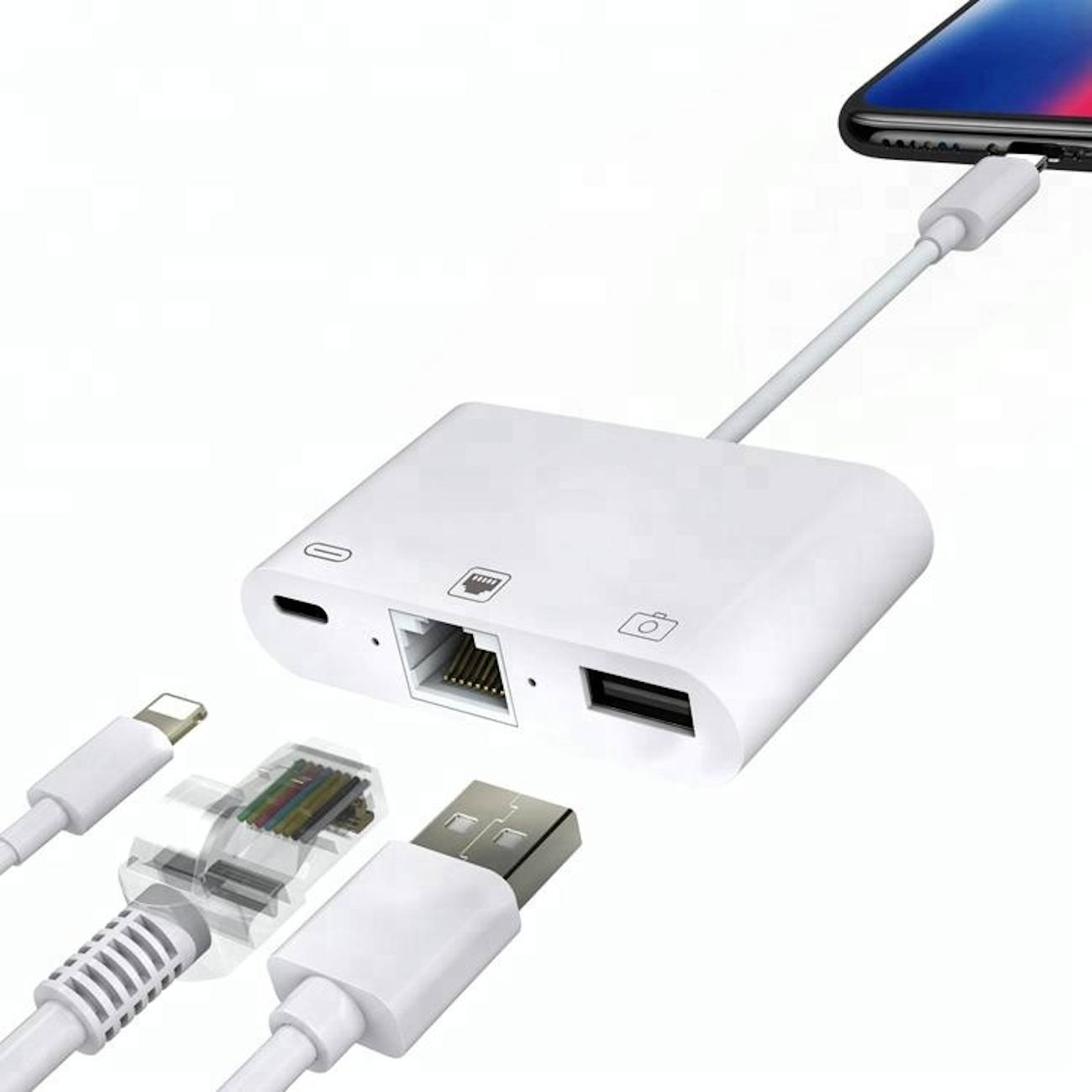 Lightning auf Ethernet, USB-A und Lightning-0