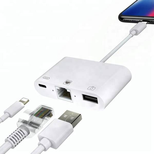 Lightning auf Ethernet, USB-A und Lightning