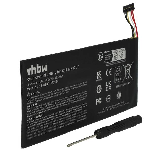 vhbw Akku kompatibel mit Google Nexus 7 32GB (2012) | 7 16GB (2012), 7 8GB (2012) Tablet Pad (4300 mAh, 3,7 V