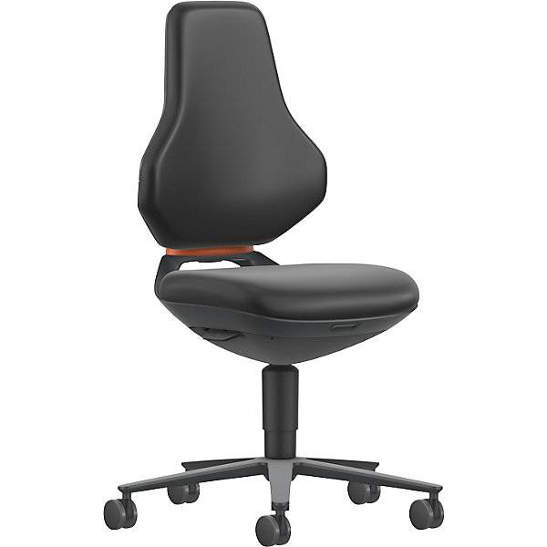 Arbeitsdrehstuhl TEXON Labor+Produktion mit Rollen Höhenverstellbereich 450 - 620 mm Kunstleder schwarz.