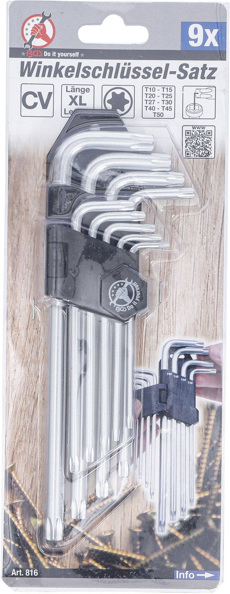 Winkelschlüssel-Satz lang T-Profil (für Torx) T10 - T50 9-tlg.-3