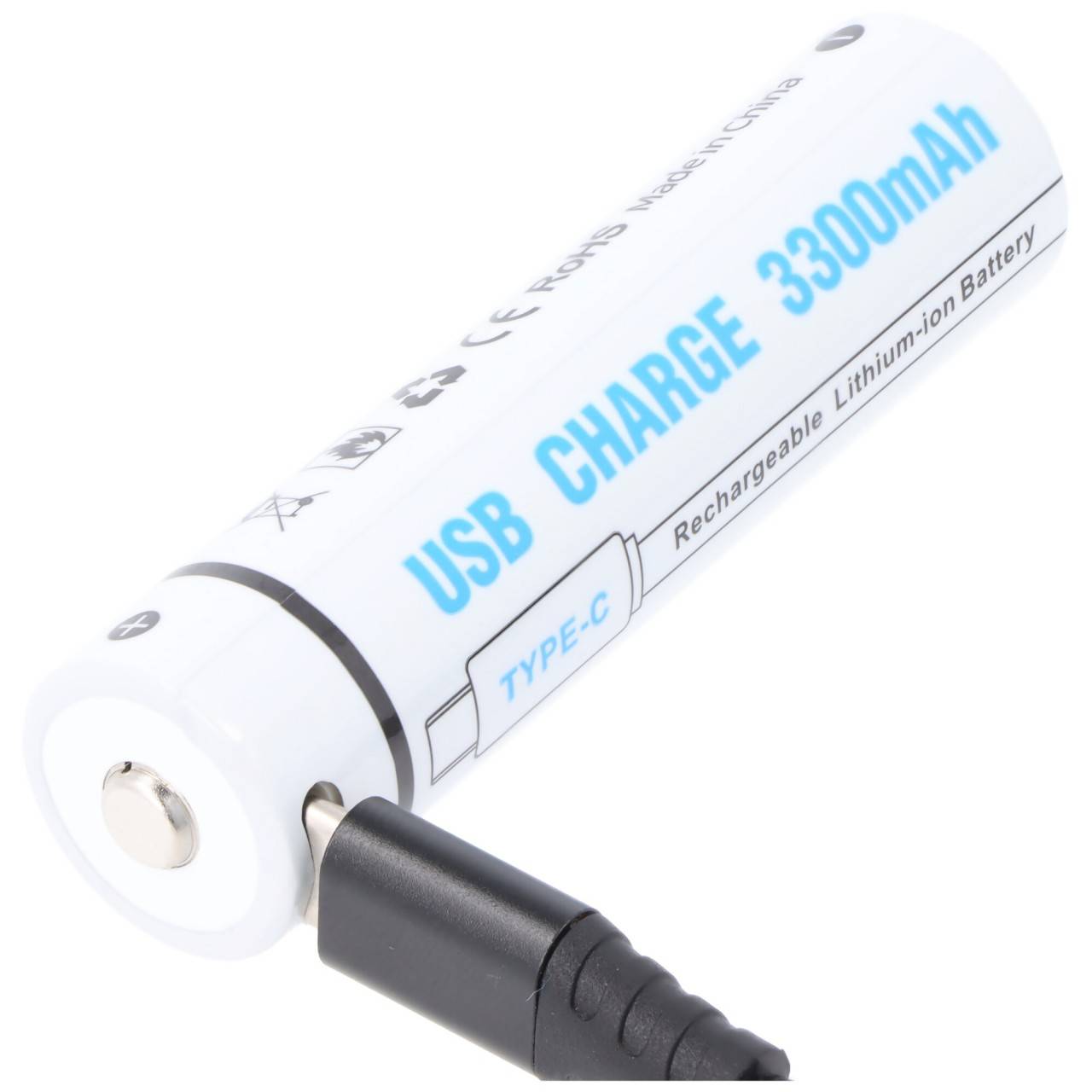 Rundzelle 18650, Li-ion, 3,7V, 3300mAh, 12,2Wh, mit USB-C Charging Port-2
