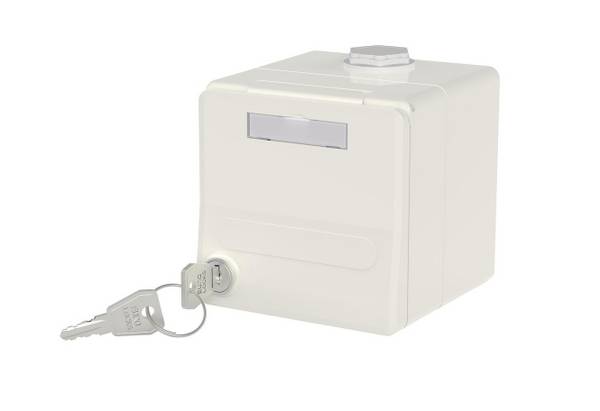 Metz IP44 Modul-AP-Gehäuse 1309470002-I m.Klappdeckel u.Schloss reinweiß Install.Baumaterial