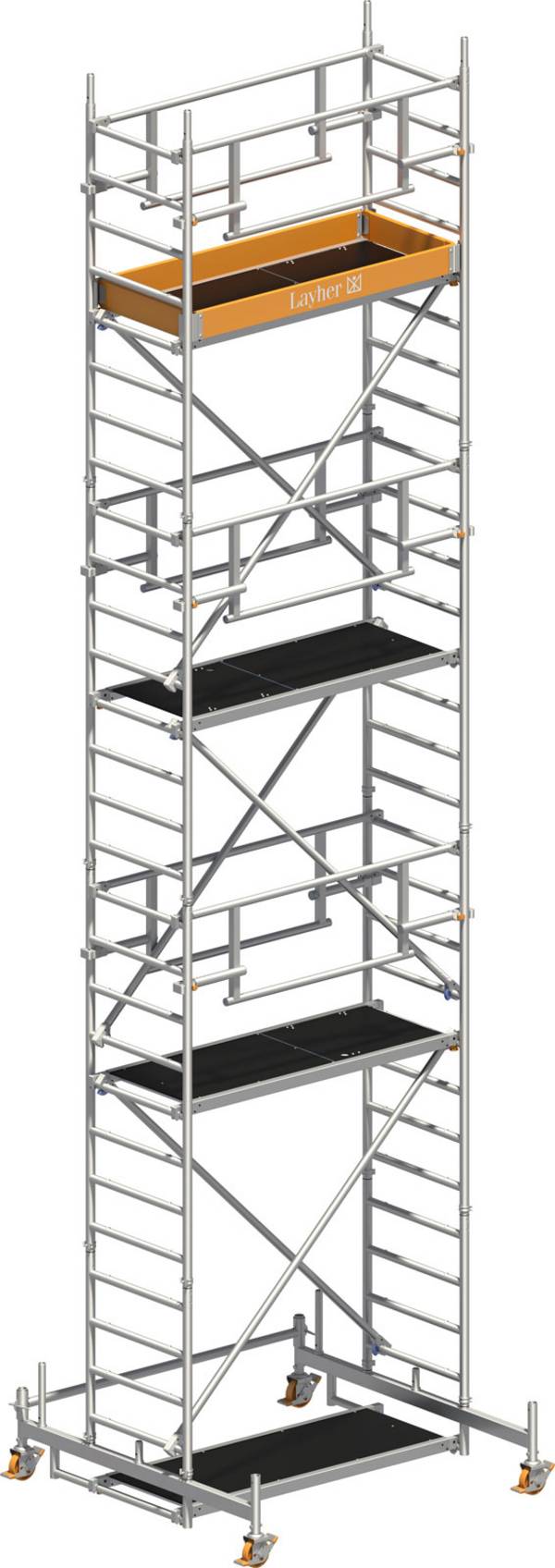 Layher Rollgerüst Uni Leicht P2 Safety Plus mit Doppelgeländer 8,26m AH